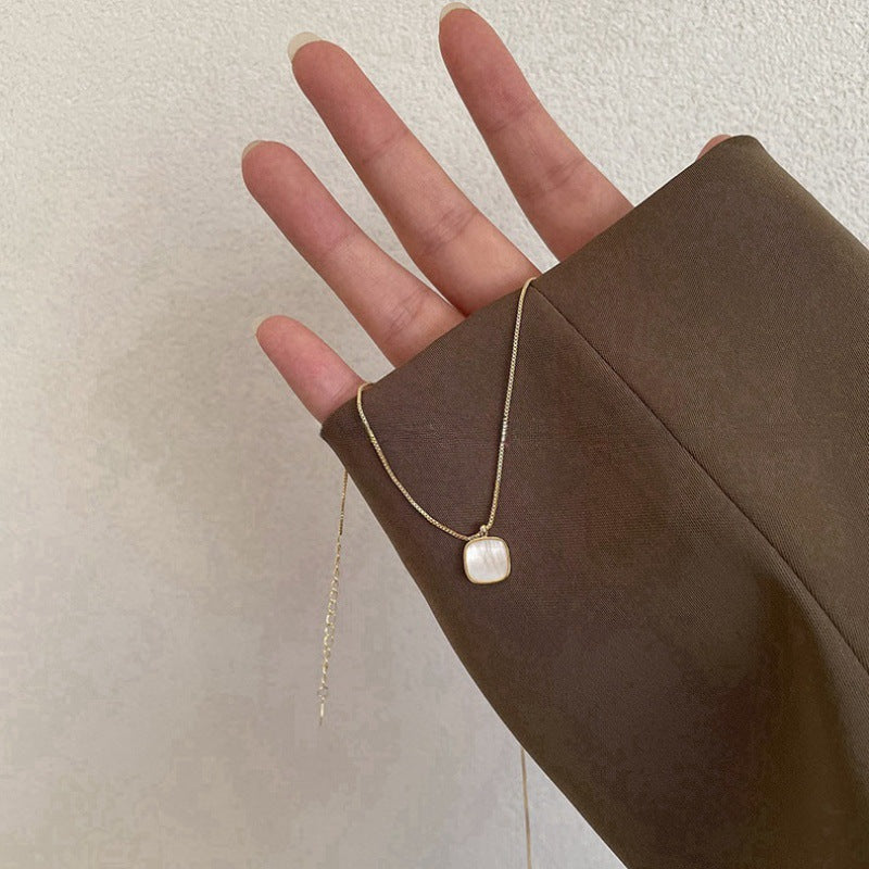925 Sterling Silver Mother-Of-Pearl Pendant Necklace | 18K Gold Plated