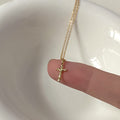 925 Sterling Silver Cross Necklace | 18K Gold Hammer Pattern Minimalist Clavicle Chain
