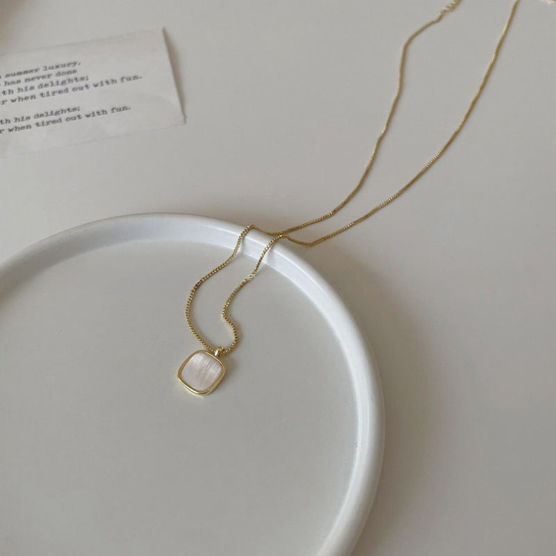 925 Sterling Silver Mother-Of-Pearl Pendant Necklace | 18K Gold Plated
