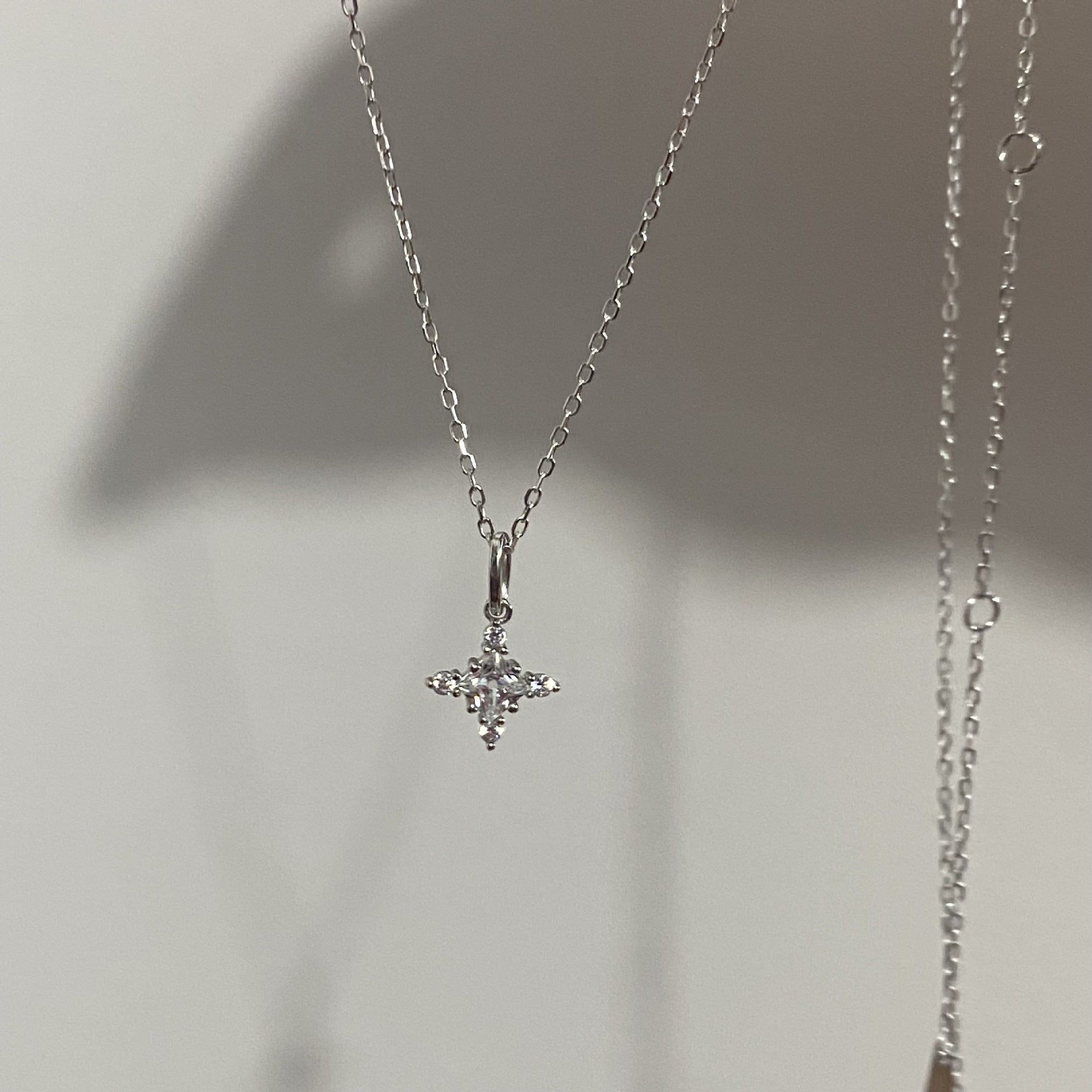 925 Sterling Silver Mini Cross Pendant Necklace | 18K Gold Ultra-Fine Sparkling Diamond