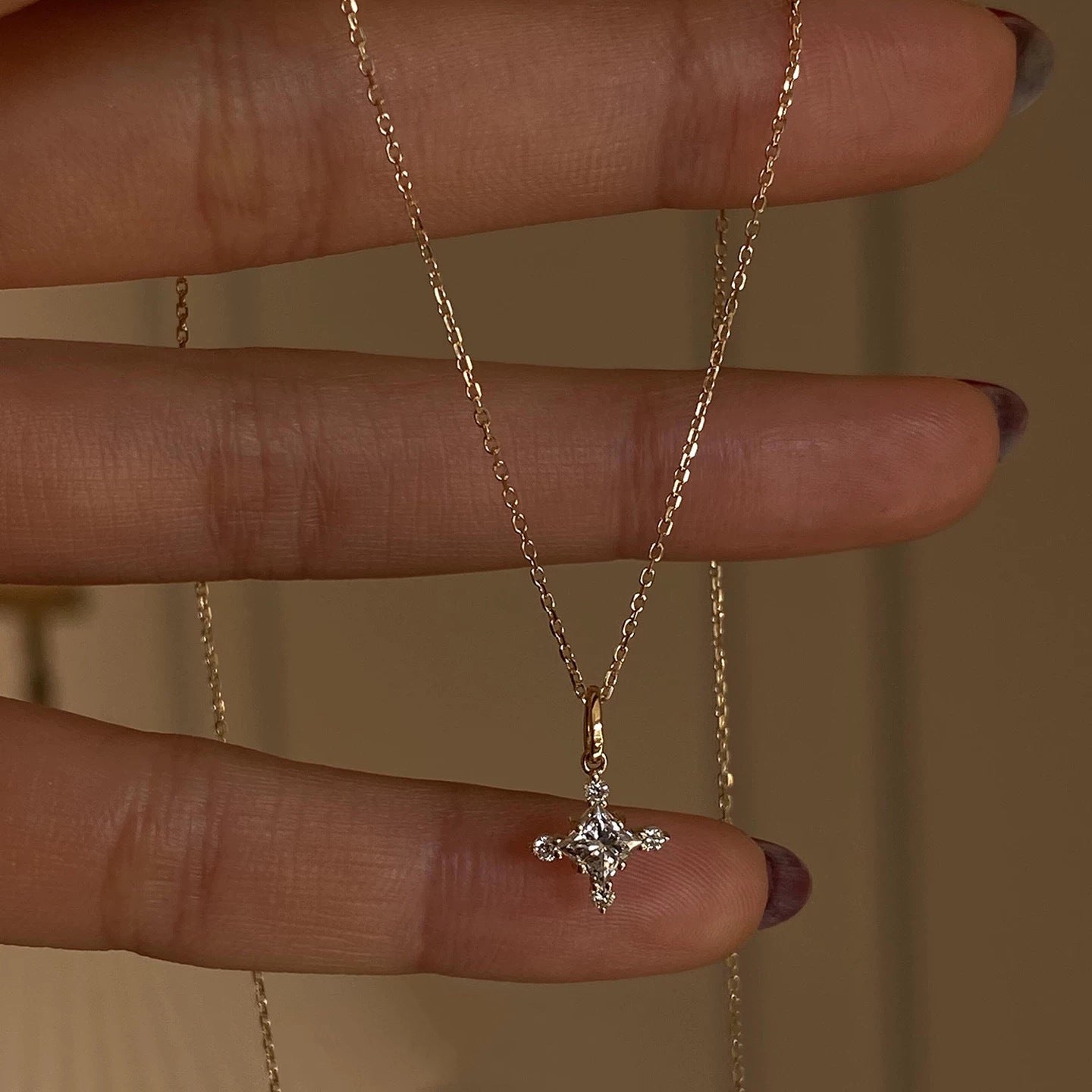 925 Sterling Silver Mini Cross Pendant Necklace | 18K Gold Ultra-Fine Sparkling Diamond