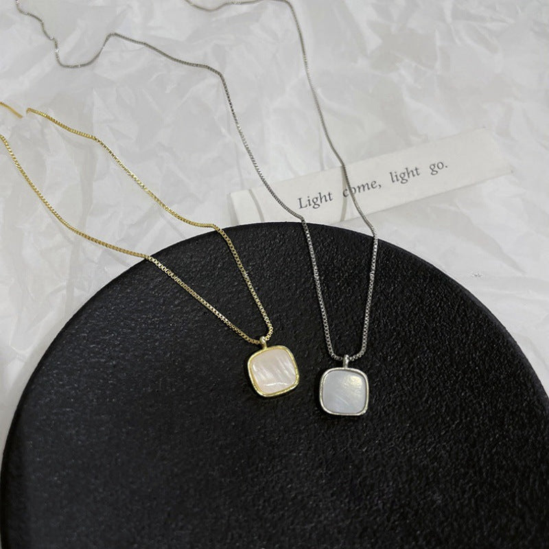 925 Sterling Silver Mother-Of-Pearl Pendant Necklace | 18K Gold Plated