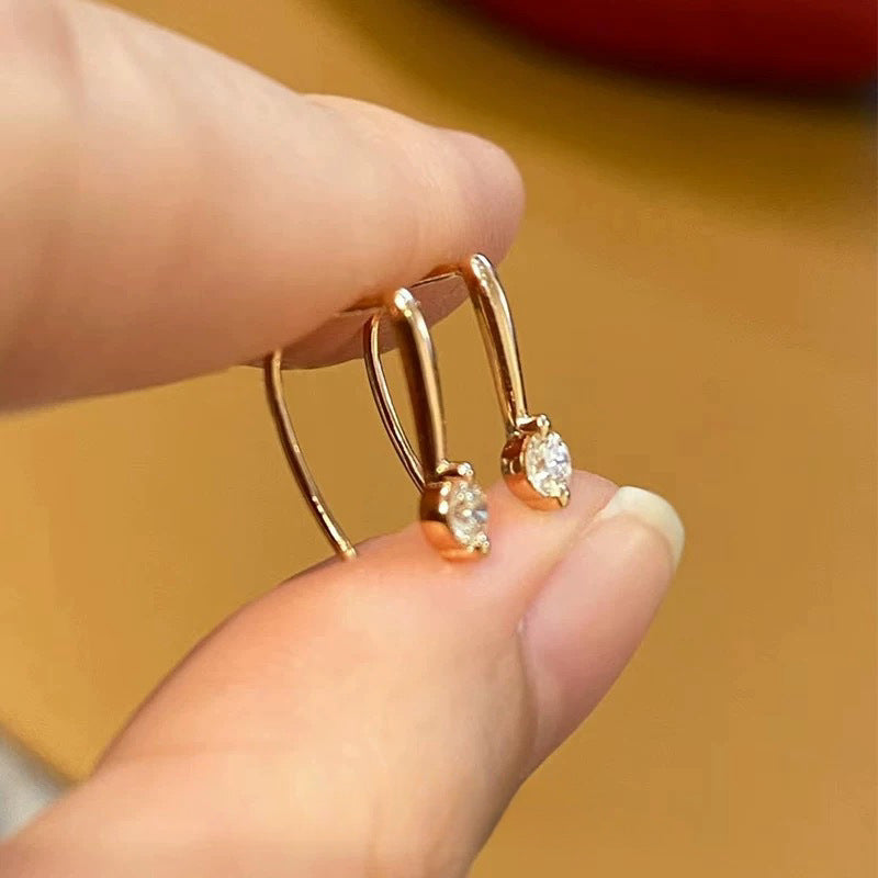 925 Sterling Silver Small Ear Hook Earrings | 18K Gold Plated Light Luxury Minimalist