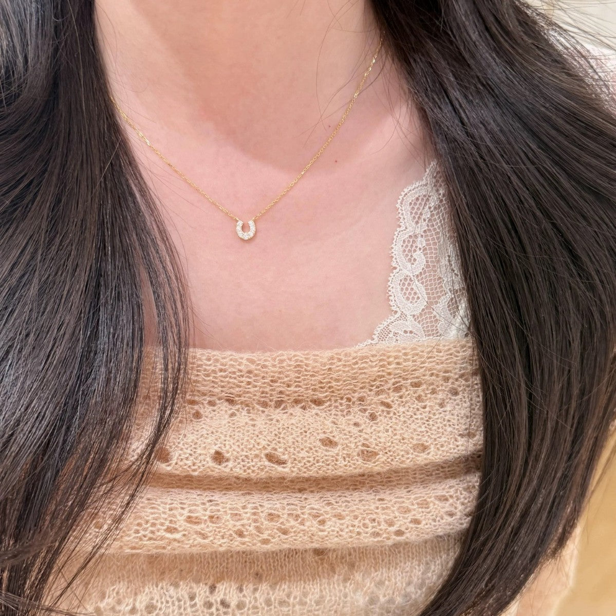 S925 Sterling Silver Mini Horseshoe Necklace | 18K Gold Plated U-Shape Clavicle Chain