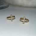 S925 Sterling Silver Mini Cross Diamond Earrings | 18K Gold Plated | Versatile