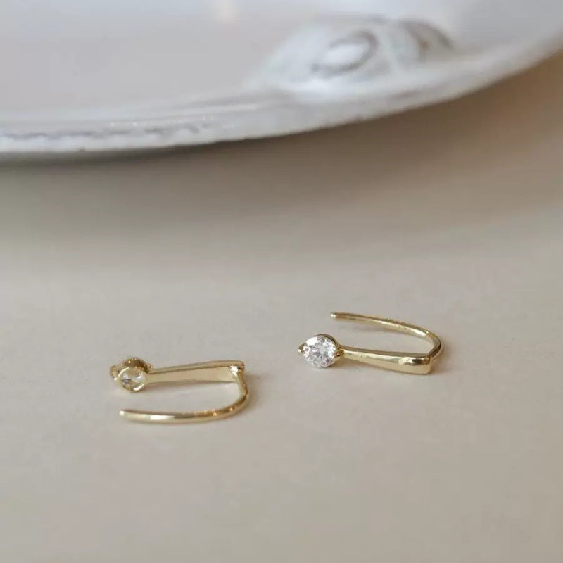 925 Sterling Silver Small Ear Hook Earrings | 18K Gold Plated Light Luxury Minimalist